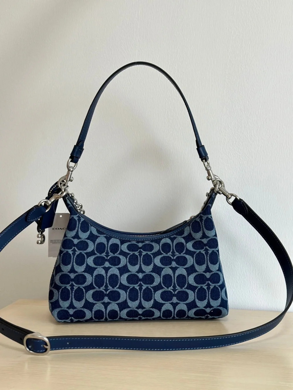 Coach Teri Denim Signature Baguette Shoulder Crossbody Bag